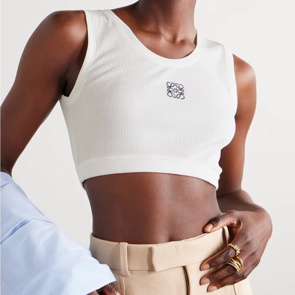 White Sleeveless Crop Top